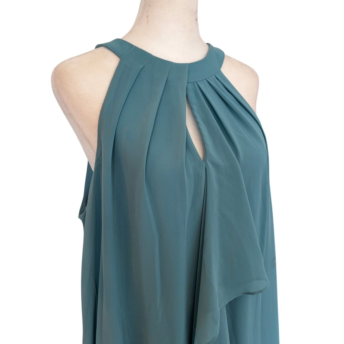 Adrianna Papell Robins Egg Blue Halter Ruffled High Low Dress Womens Size 12