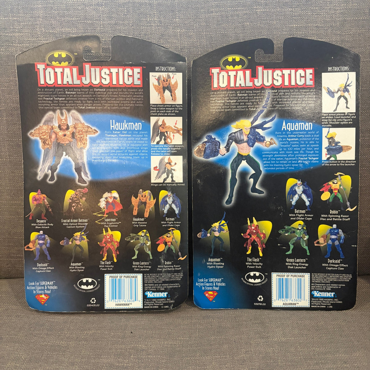 LOT 2 Kenner Total Justice Action Figures Hawkman and Aquaman NEW