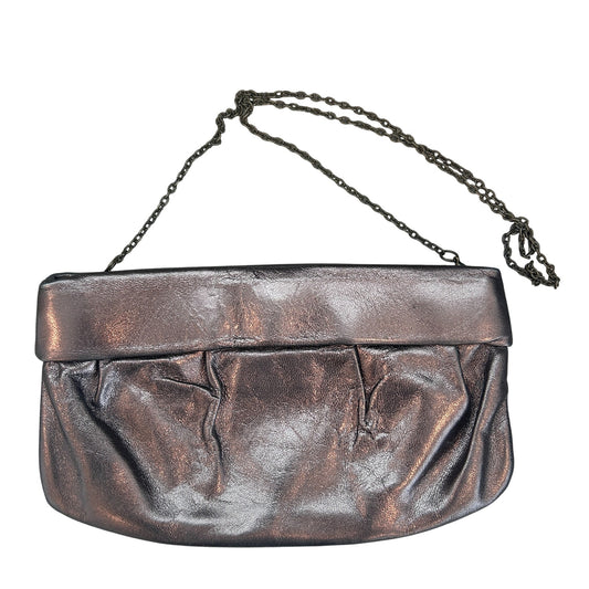Doncaster Brown Leather Clutch / Shoulder Bag Chain Strap Made in Italy