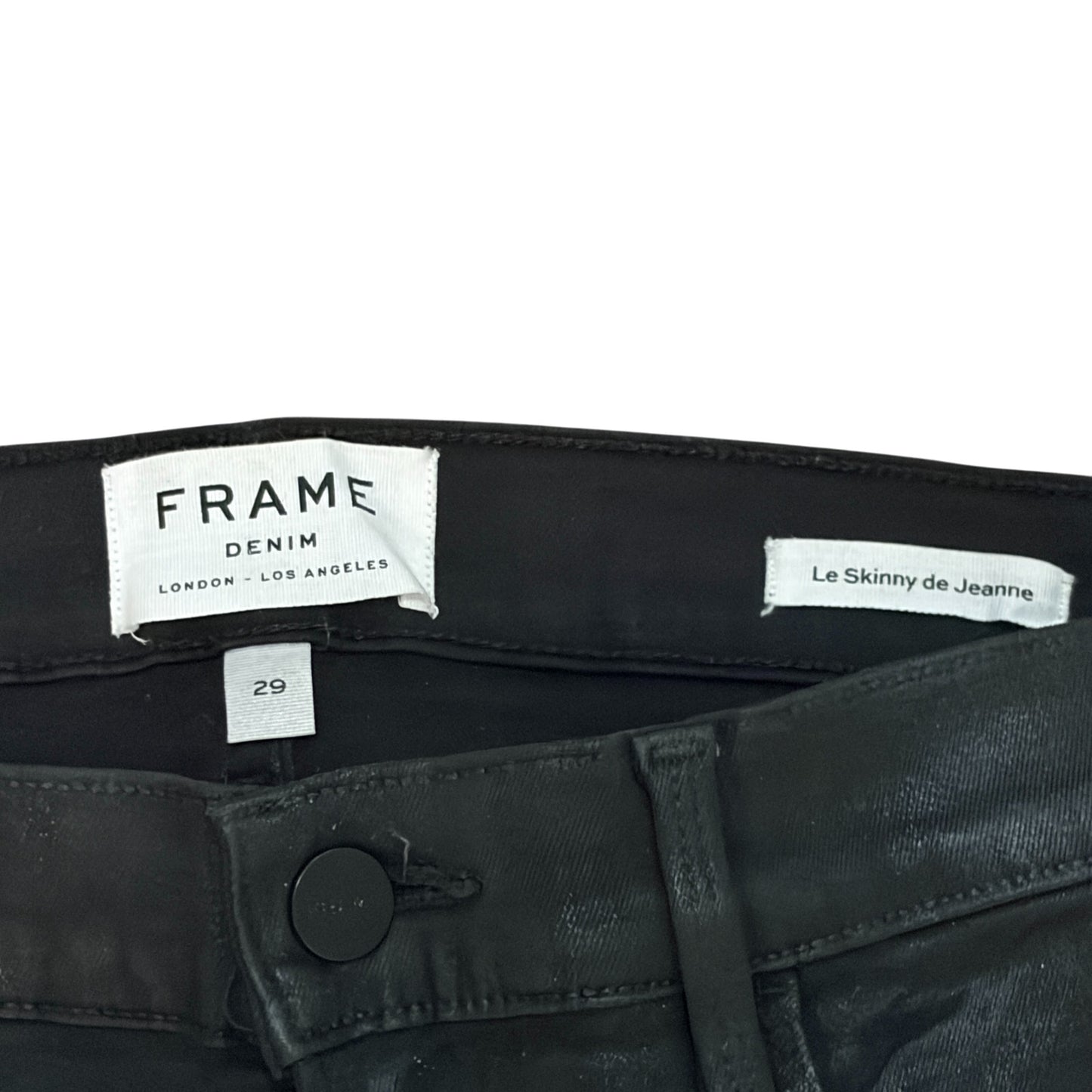 Frame Le Skinny de Jeanne Black Coated Skinny Jeans Womens SIze 29