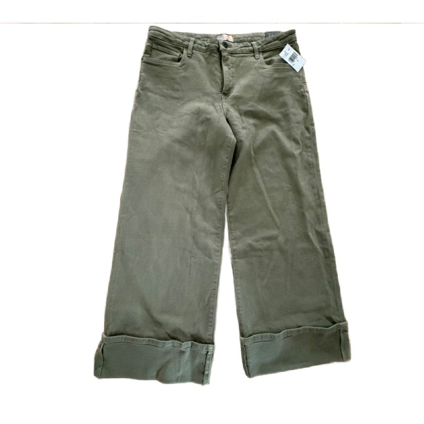 KUT FROM THE KLOTH High Rise Meg Fab Ab Wide Leg Jeans Olive Womens Size 14 NWT