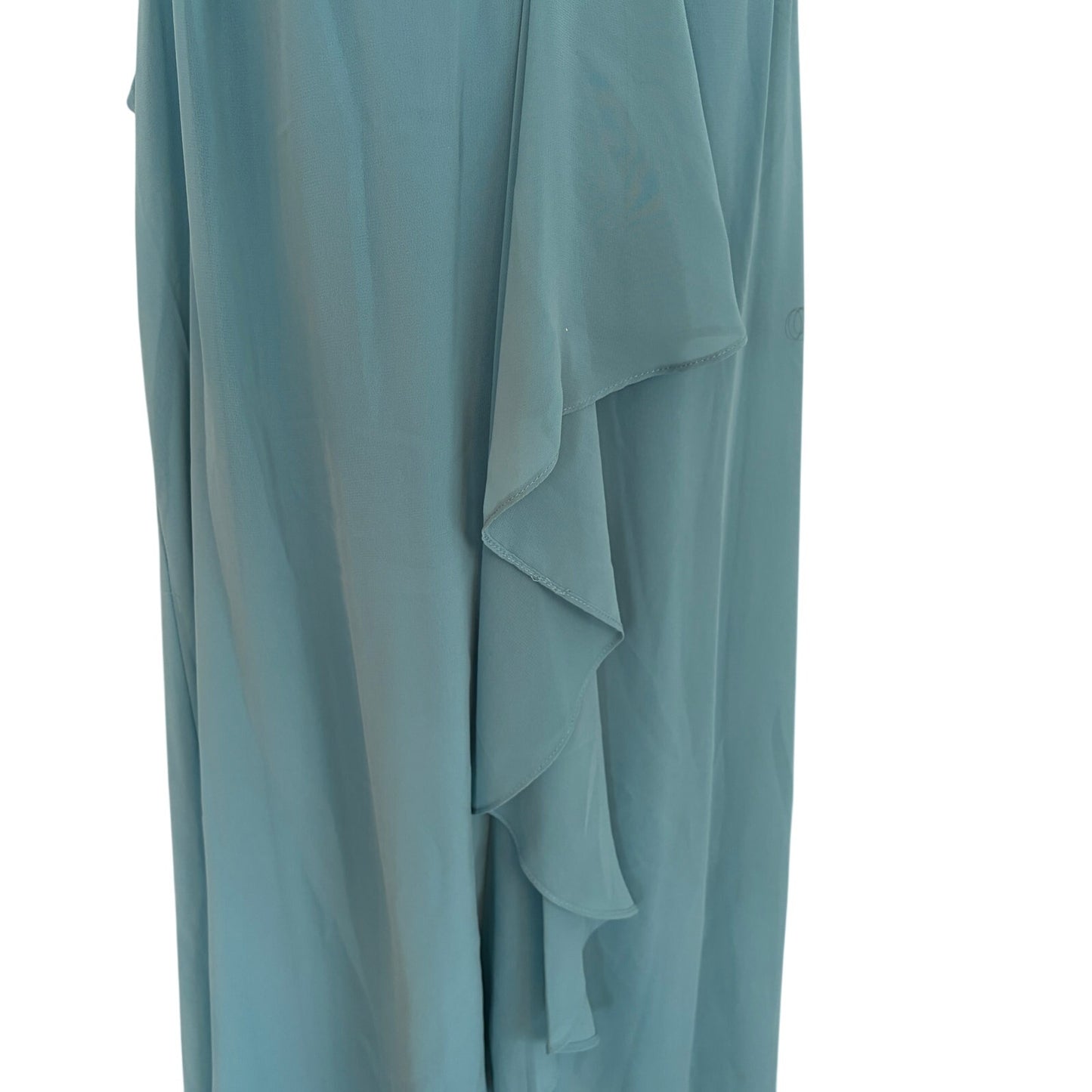 Adrianna Papell Robins Egg Blue Halter Ruffled High Low Dress Womens Size 12