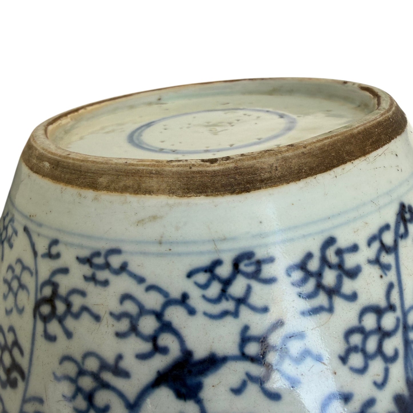 Antique 19th Century Chinese Art Porcelain Blue and White Ginger Jar 9" x 7"