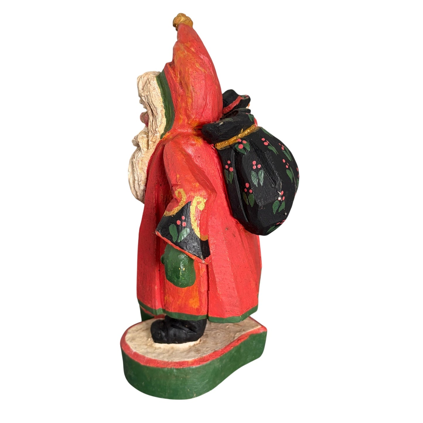 House of Hatten Vintage Hand Carved, Hand Painted Wooden Santa Figure 11" Tall