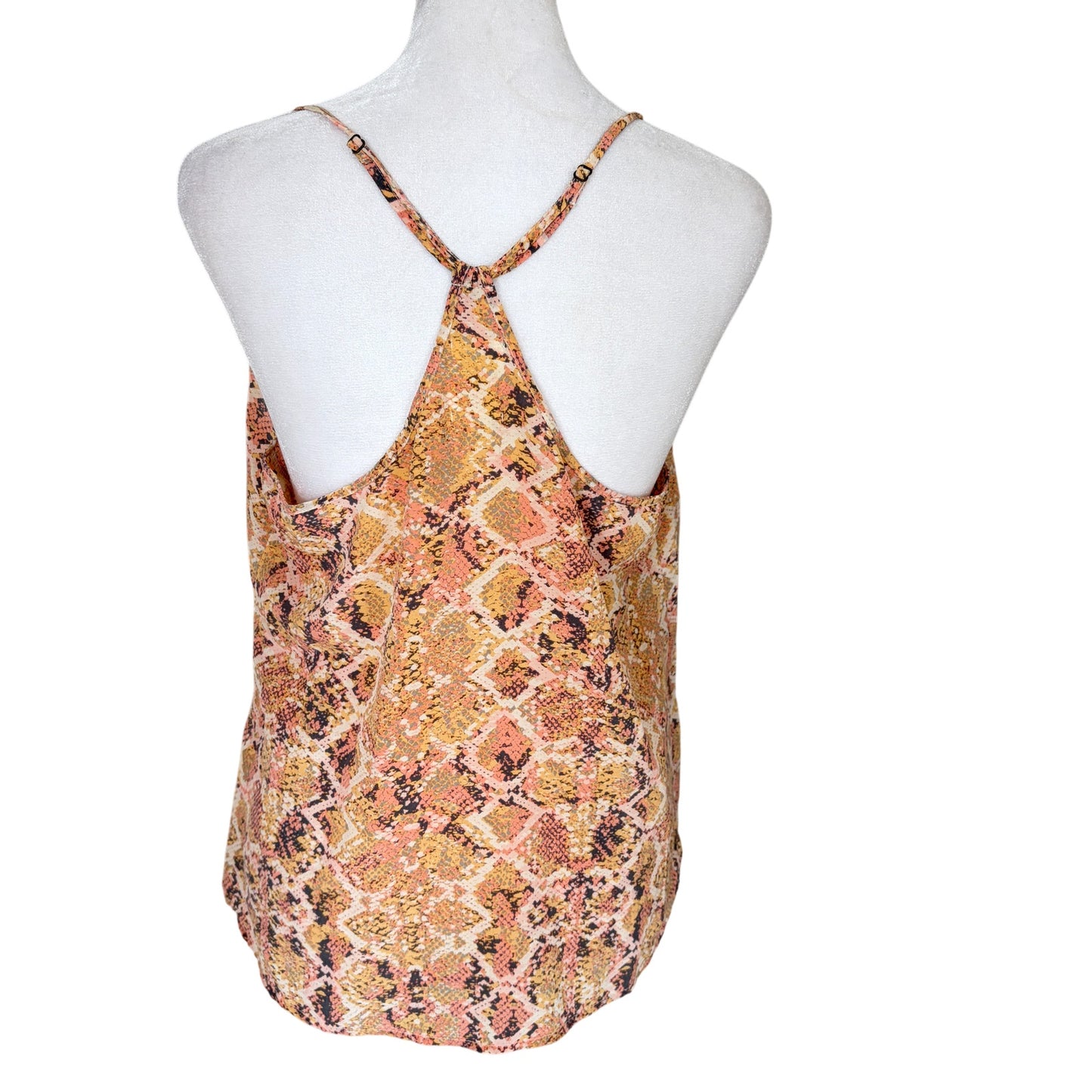 E by Eloise Peach, Gray, Gold Snakeskin 100% Silk Cami Top Women Size Small