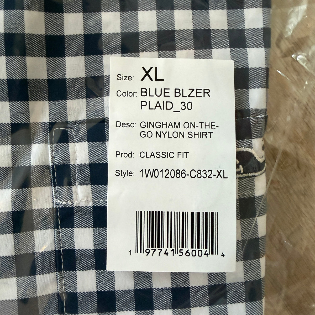 Vineyard Vines Gingham On The Go Nylon Blue / White Button Down Shirt Size XL