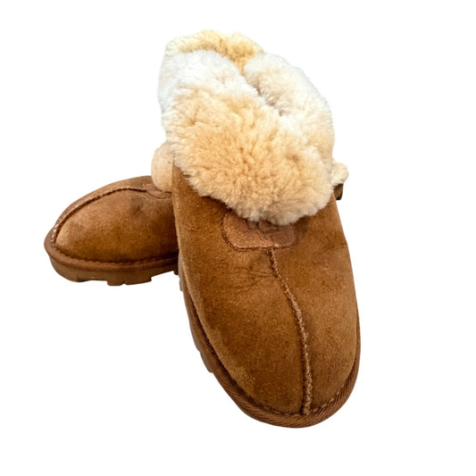 UGG Australia Brown Shearling Sheepskin Cozy Slip On Shoes Slipper Womens Size 10