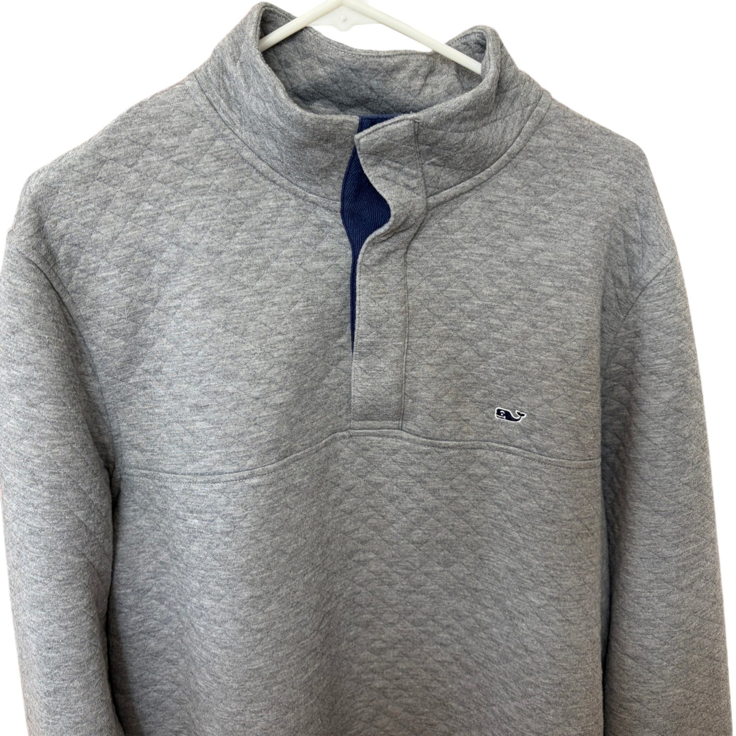 Vineyard Vines Gray Quilted 1/4 Snap Pullover Men's Size Large