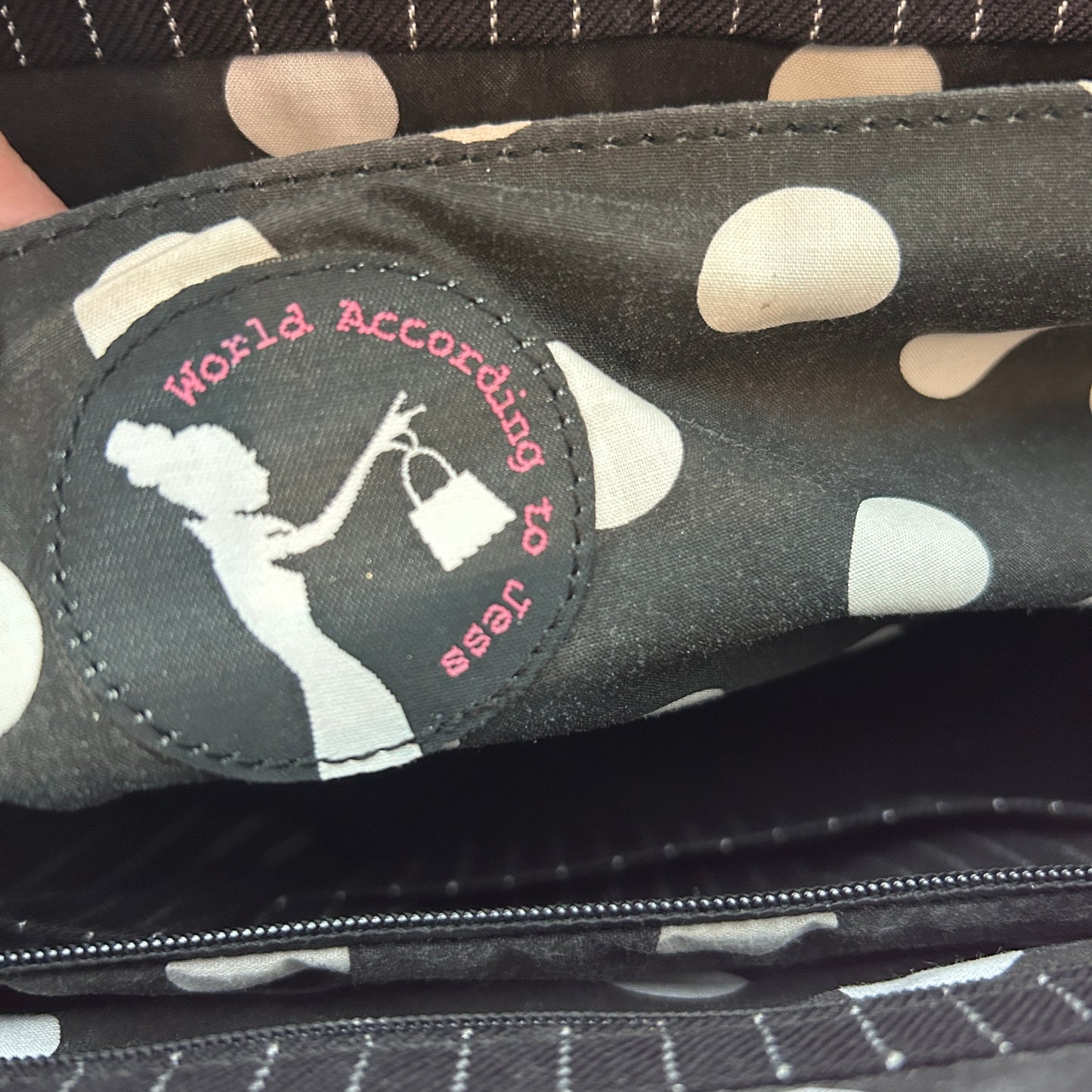 World According to Jess Black, White and Pink Large Top Handle Shoulder Bag