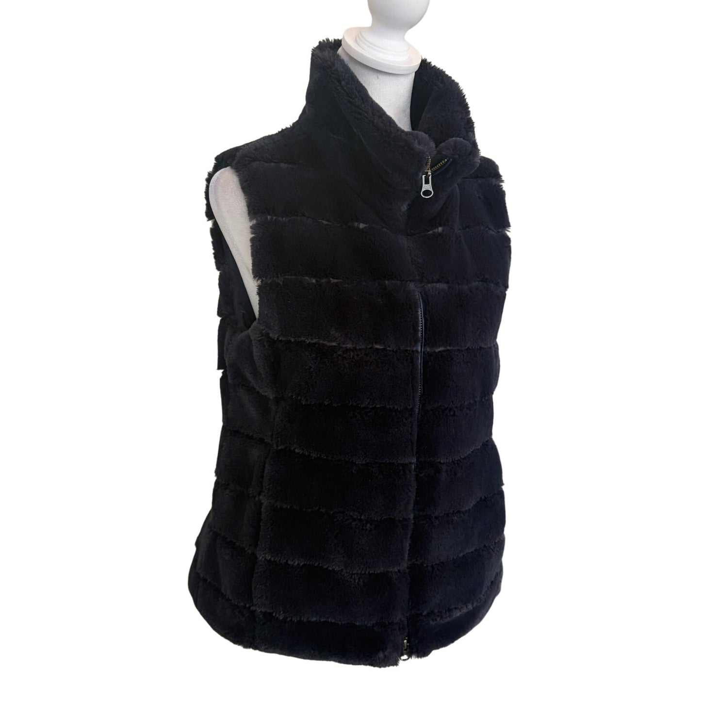 Navy Blue Faux Fur Vest Womens Size Small