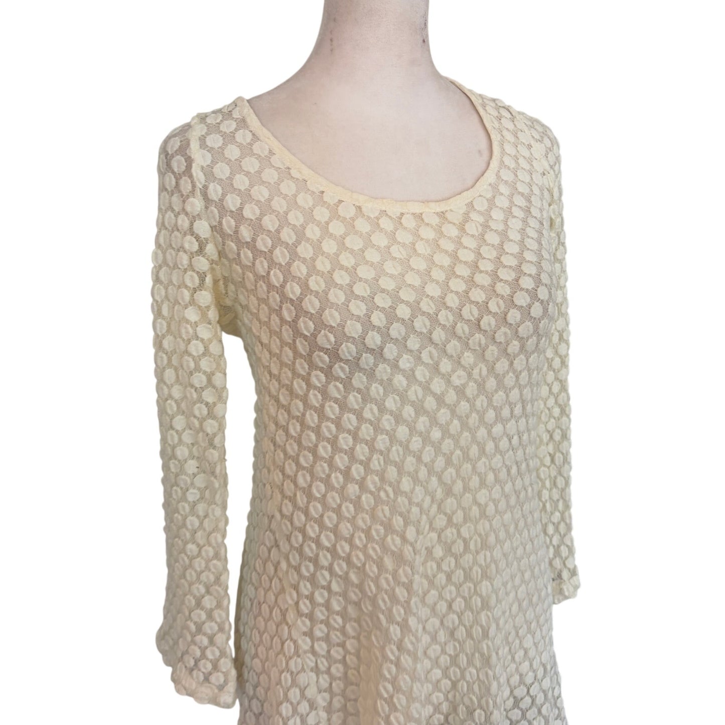 Lilka Anthropologie Ivory Lacy 3/4 Sleeve Cover Up Womens Size Medium