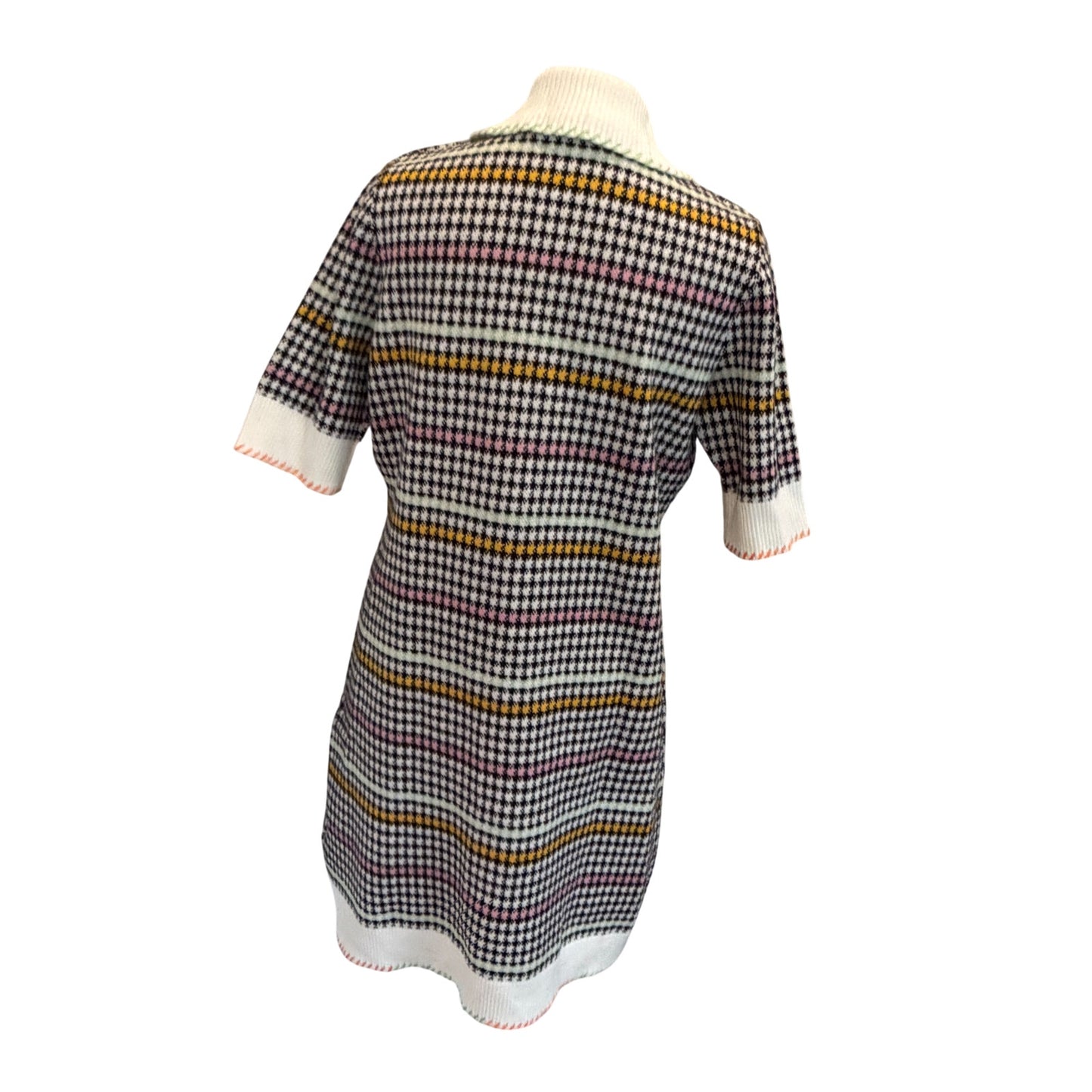 Anthropologie Maeve Buffalo Check Collared Sweater Dress Womens Size Medium NEW