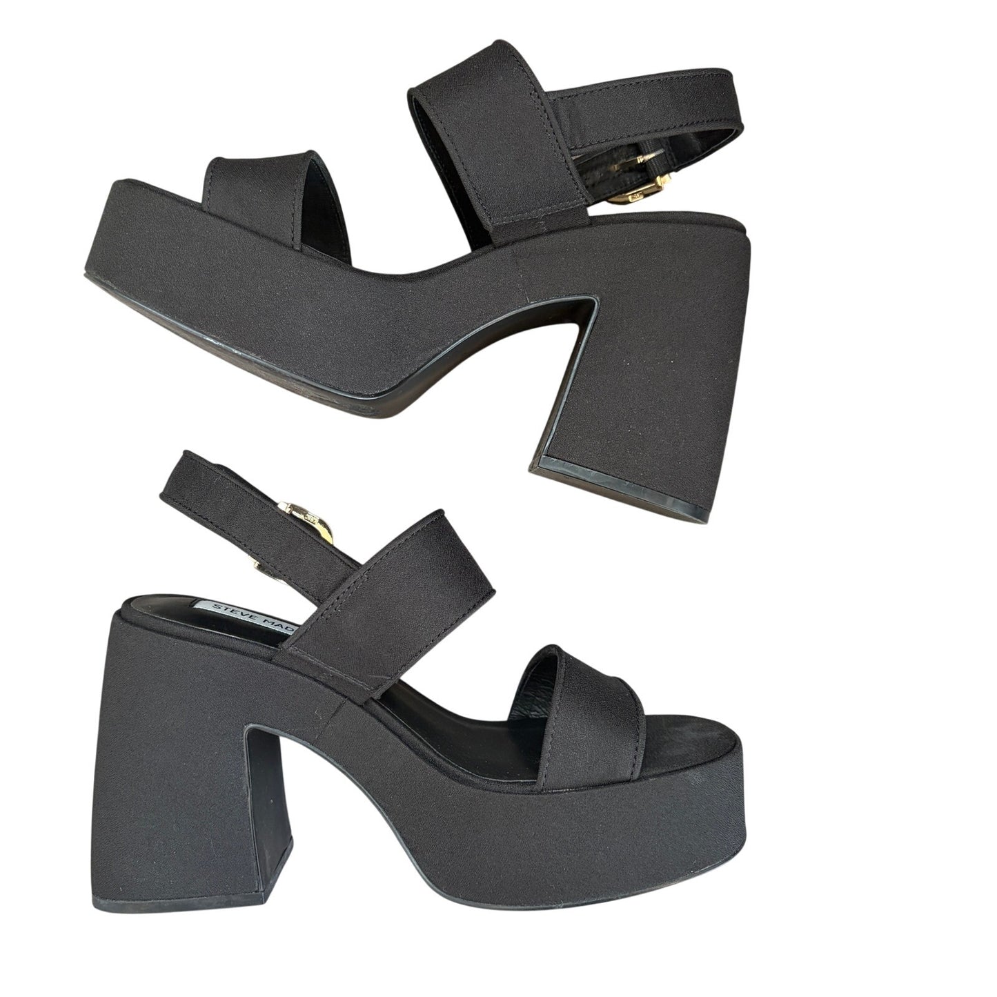 Steve Madden Valory Black Platform Strappy Sandal Heels Womens Size 8.5
