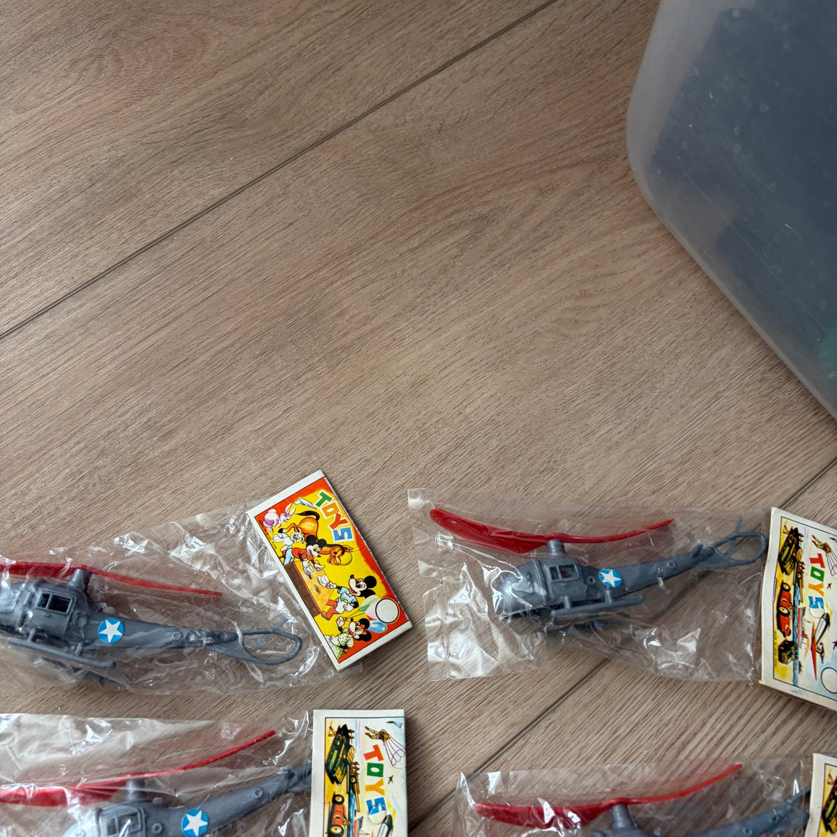 Vintage 1960s Dime-Store Gray Plastic Helicopter Toy Hong Kong NEW LOT of 15