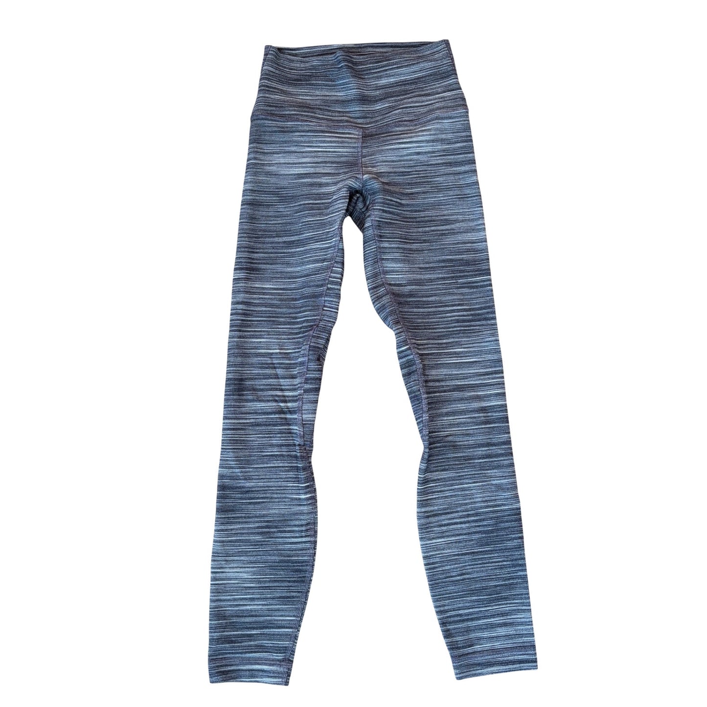Lululemon Black Gray White Stripe High Rise 25" Legging Womens Size 2