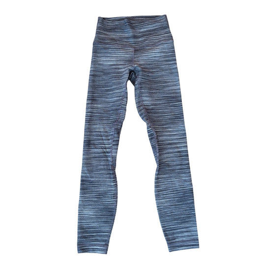 Lululemon Black Gray White Stripe High Rise 25" Legging Womens Size 2