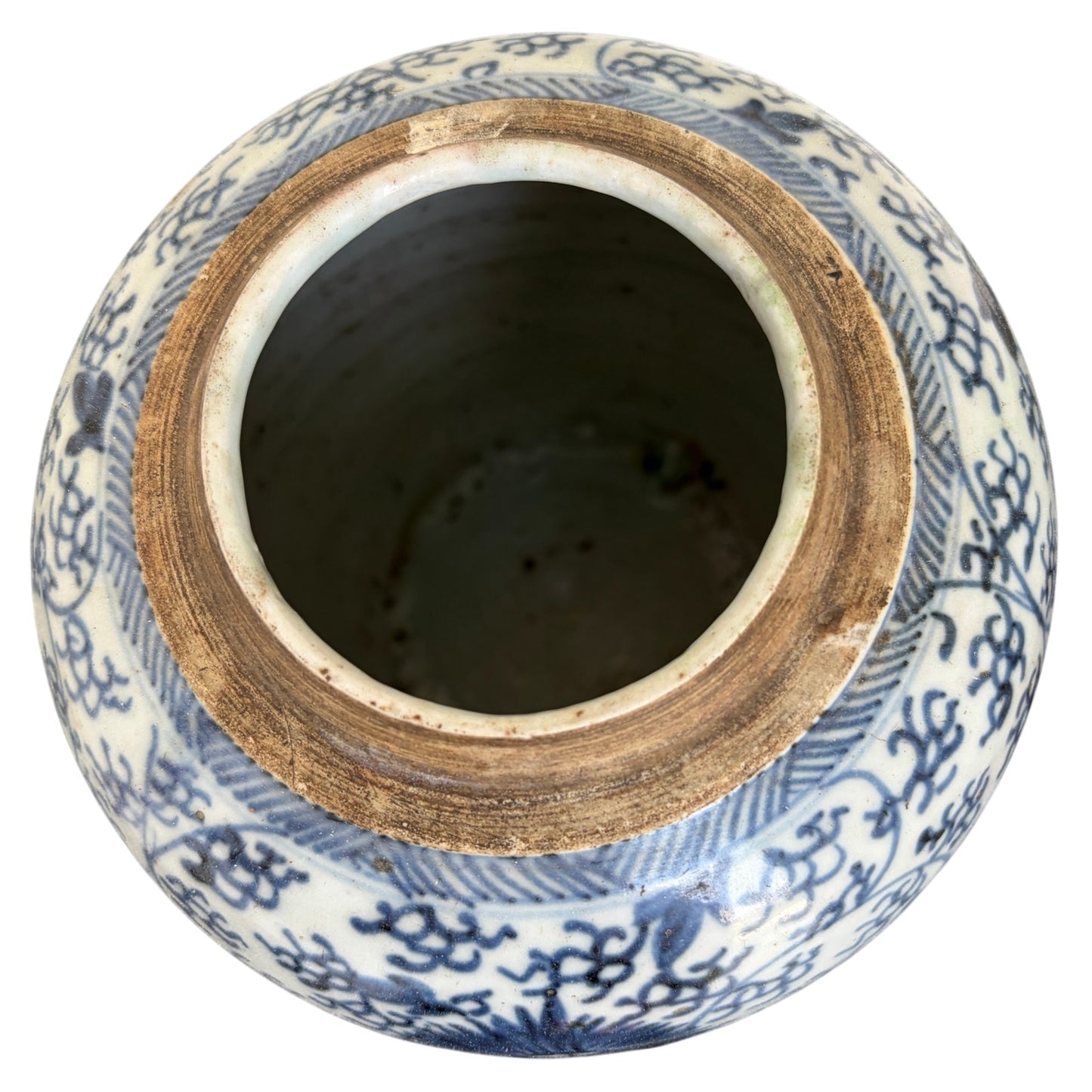 Antique 19th Century Chinese Art Porcelain Blue and White Ginger Jar 9" x 7"