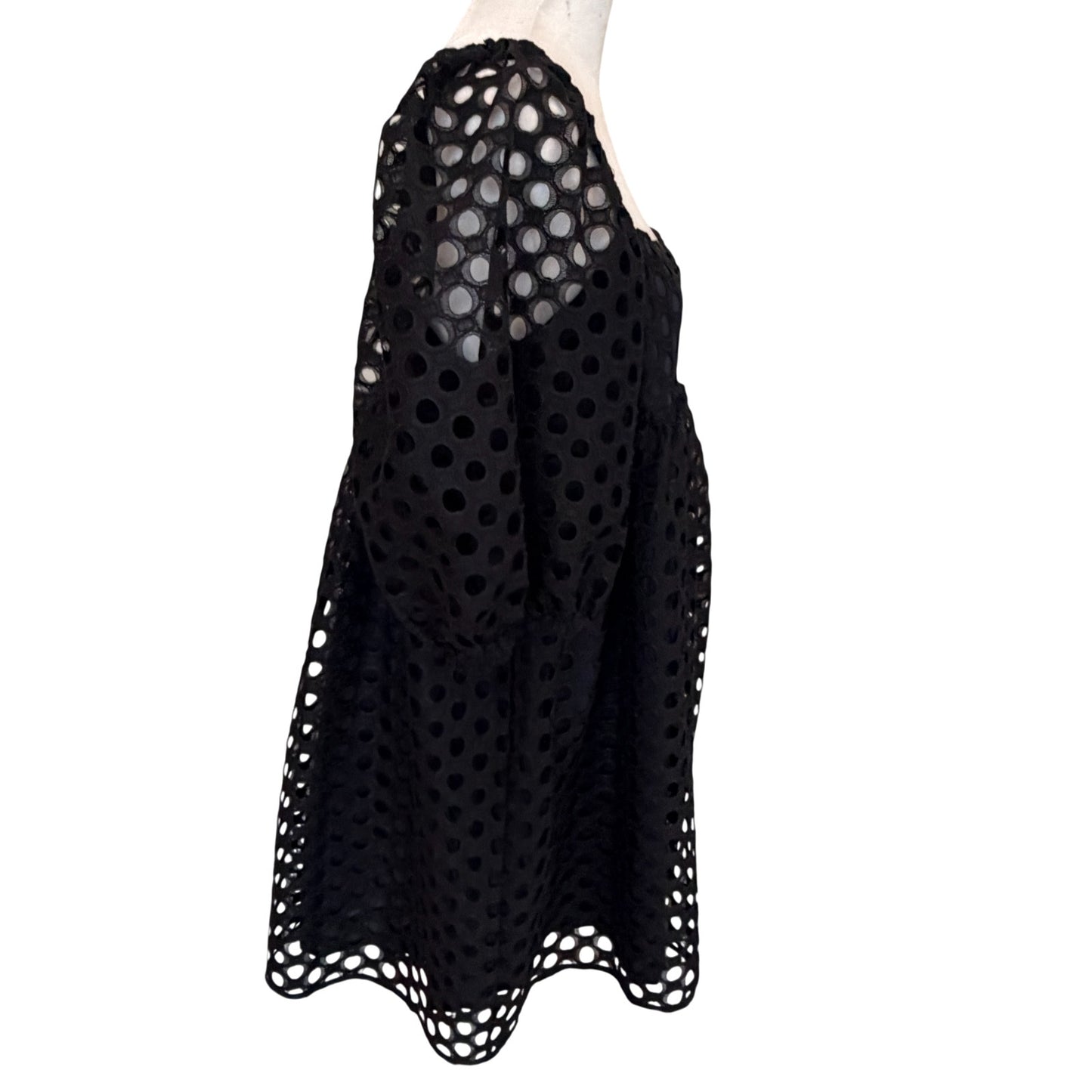 Kimchi Blue Puff Sleeve Black Eyelet Mini Dress Womens Size Large
