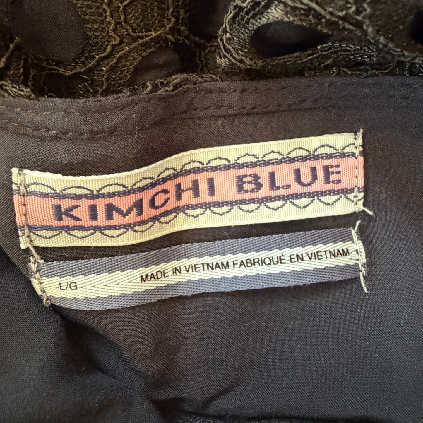 Kimchi Blue Puff Sleeve Black Eyelet Mini Dress Womens Size Large
