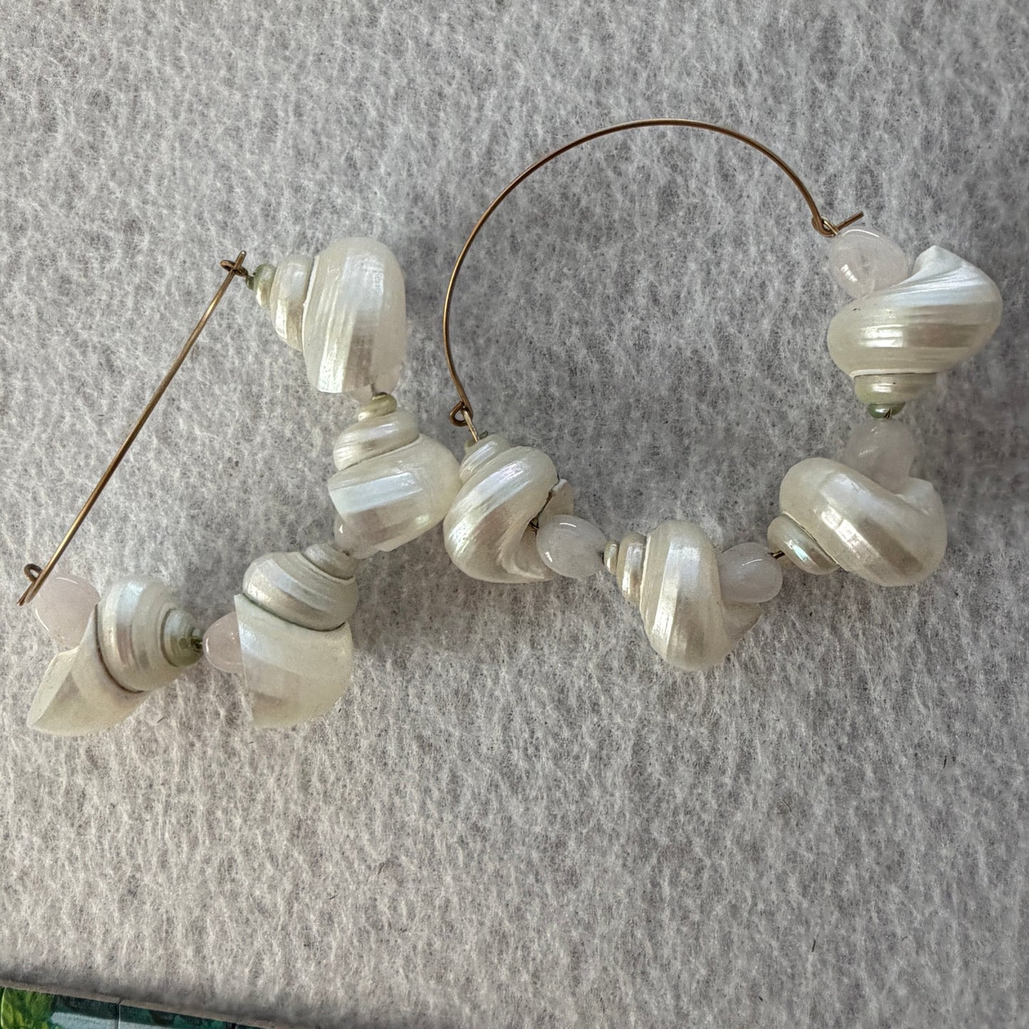 J. Crew LOT 2 Gold Tone and Seashell Hoop Earrings and Double Coral Bracelets