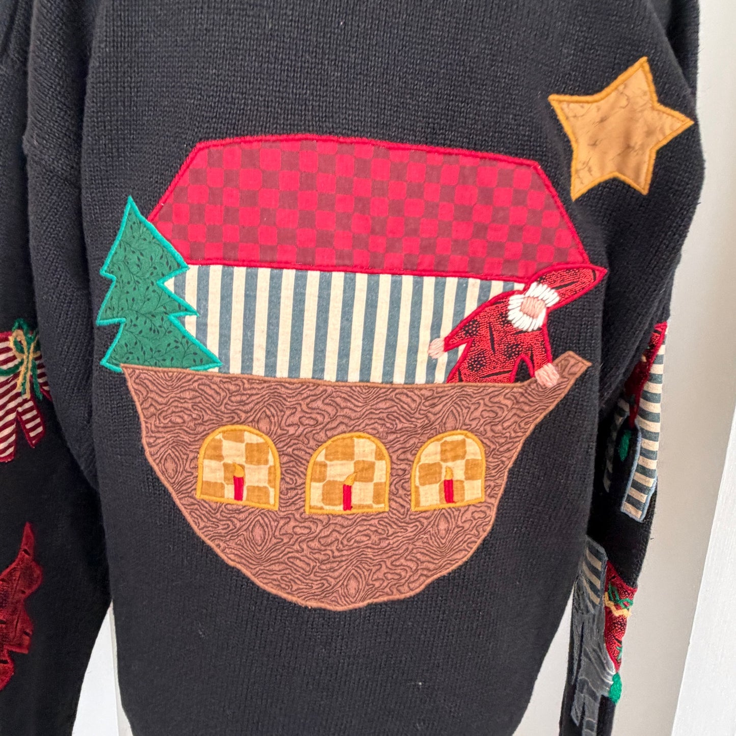 Susan Bristol Vintage 1993 Noah's Ark Holiday Cardigan Sweater Women Size Medium