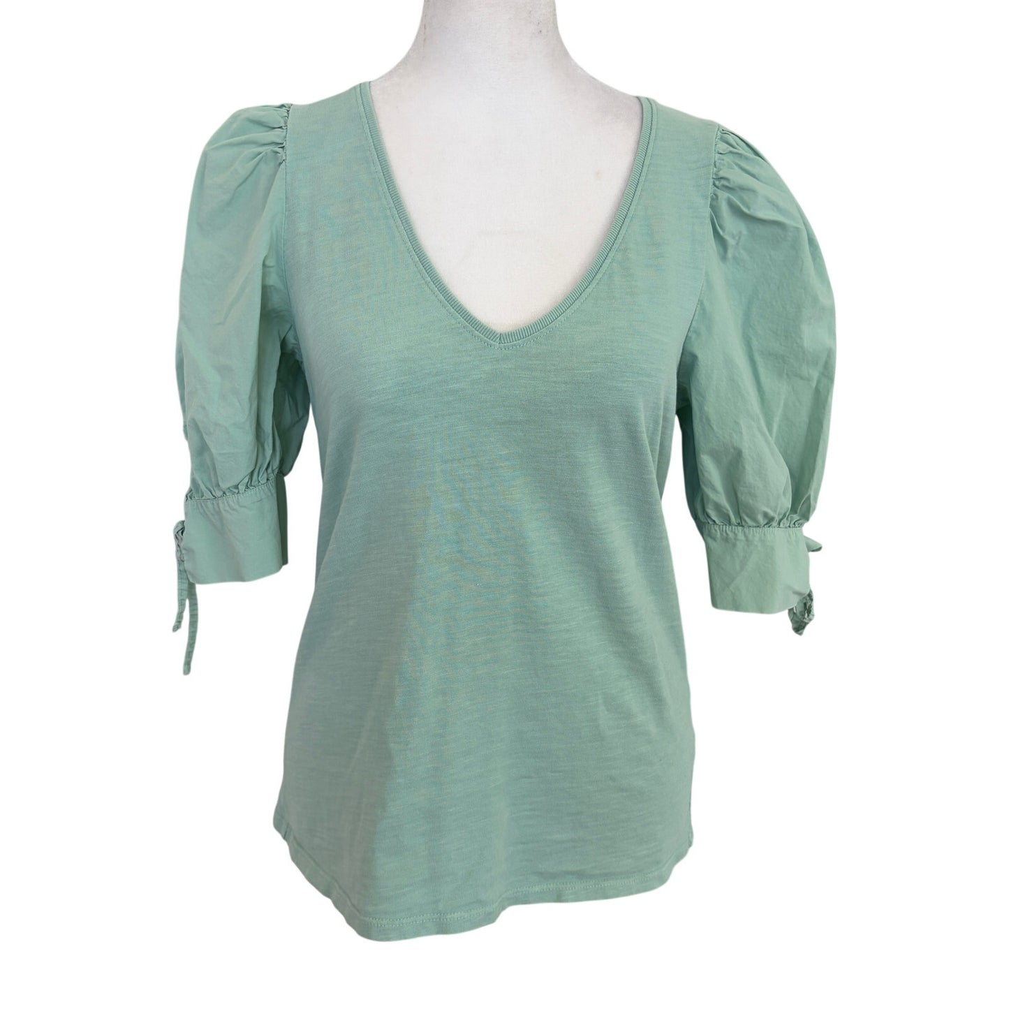 Love The Label Anthropologie Floral Ruffle Mini Dress Blue Green Cotton Size S