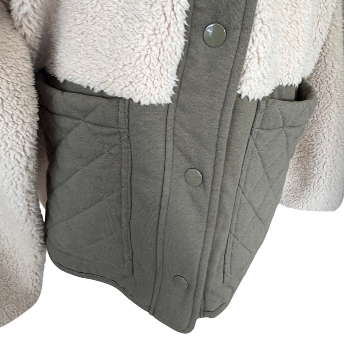 Z Supply Olive Green and Tan Fleece Jacket Womens Size Small