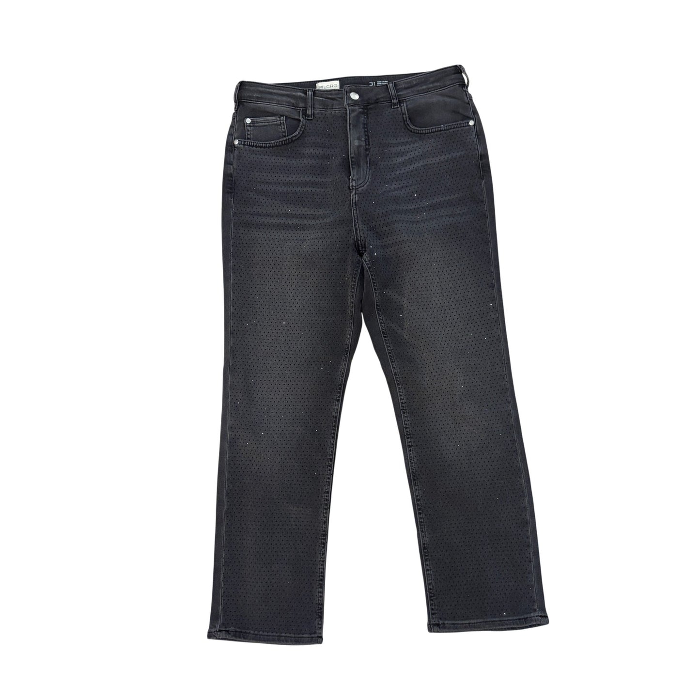 Pilcro Anthropologie High Rise Black Bedazzlesd Jeans Womens Size 31