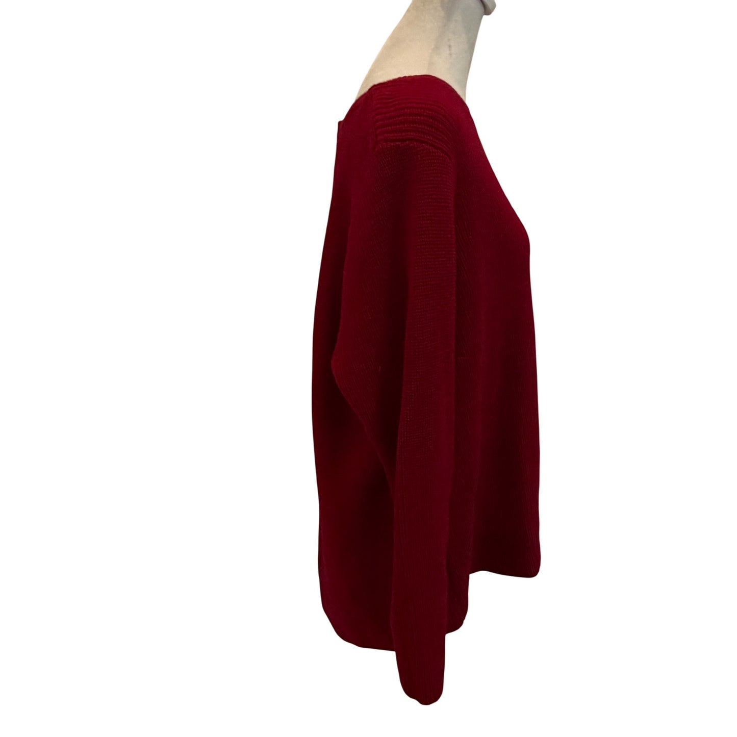 Eileen Fisher Red 100% Italian Wool Sweater Womens Size Medium