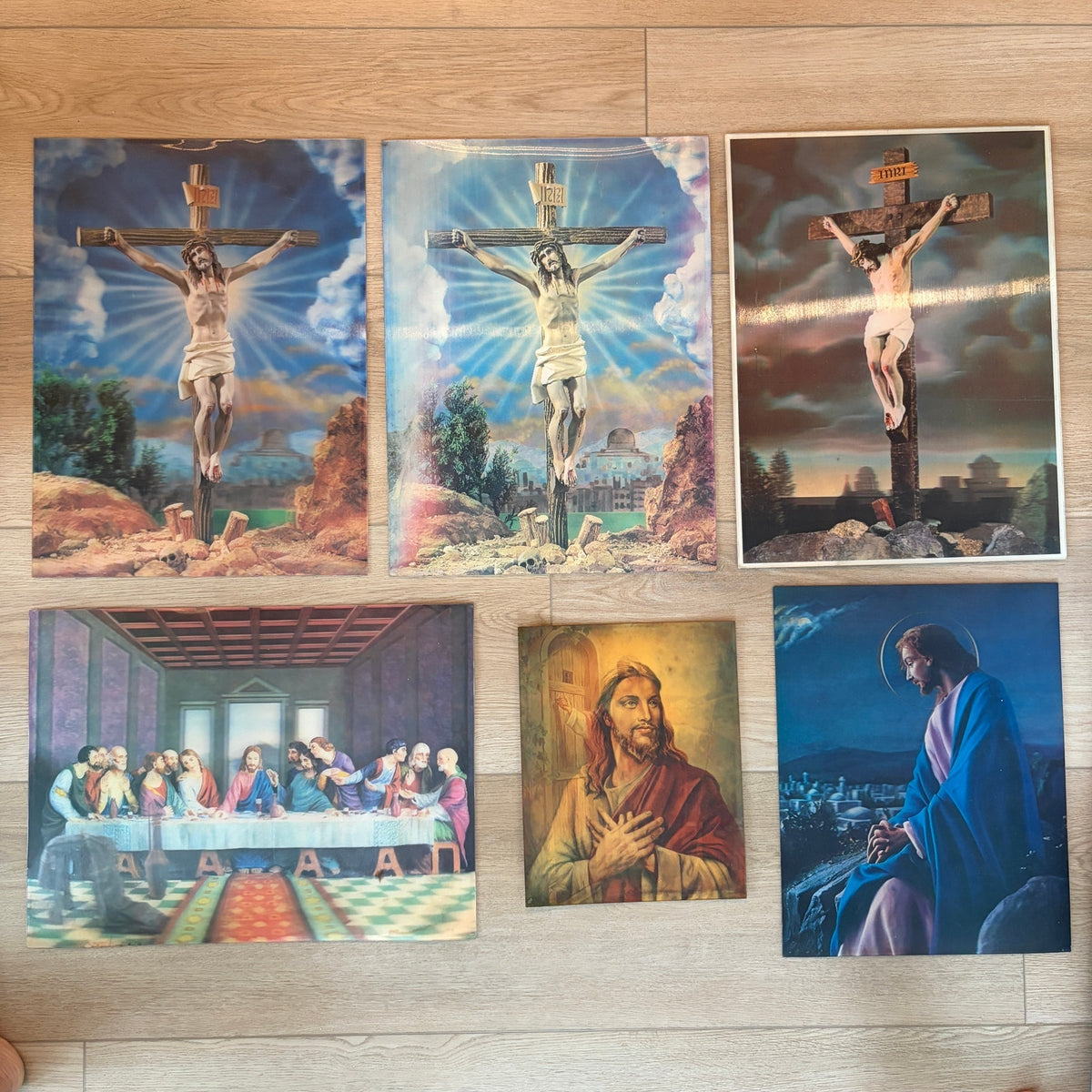 1960s Vintage Lenticular 3D Prints Jesus Spiritual Religious Last Supper