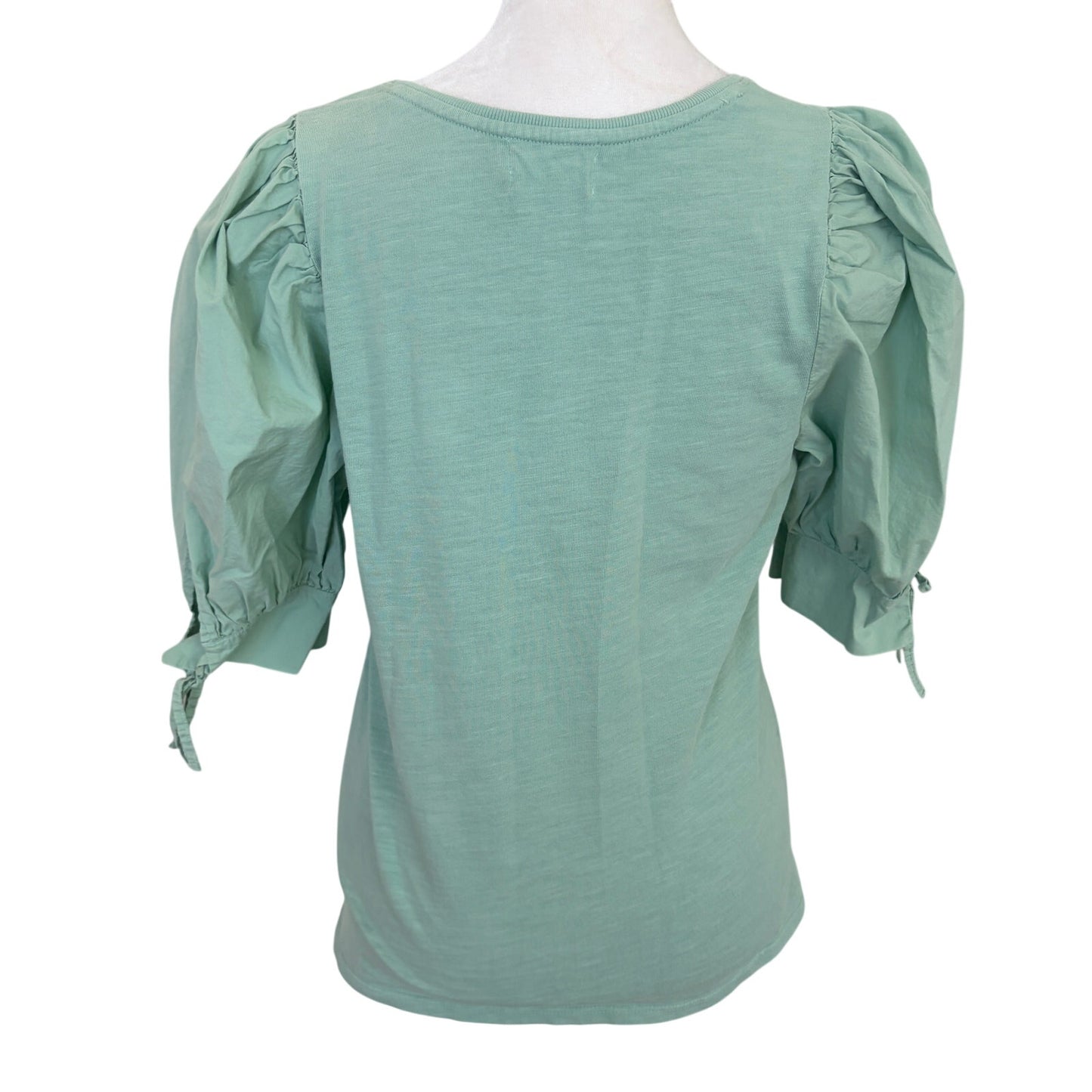 Love The Label Anthropologie Floral Ruffle Mini Dress Blue Green Cotton Size S