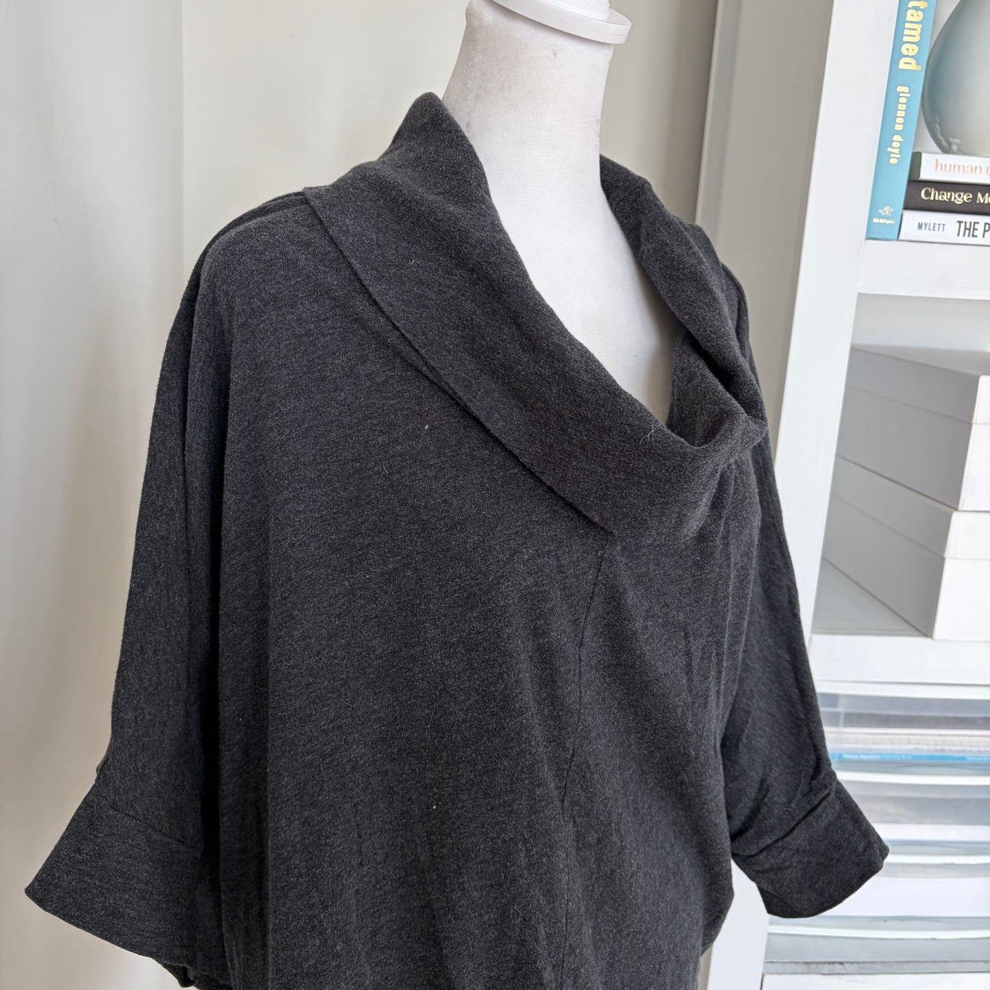 Velvet Graham & Spencer Gray Oversize Boxy Turtleneck Top Womens Size Small