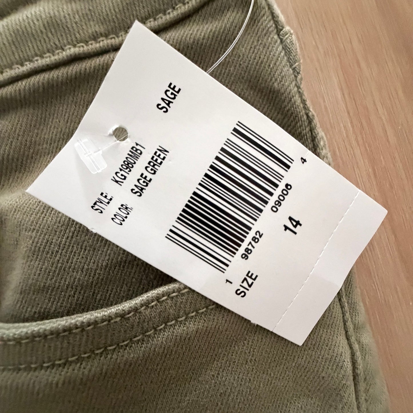 KUT FROM THE KLOTH High Rise Meg Fab Ab Wide Leg Jeans Olive Womens Size 14 NWT