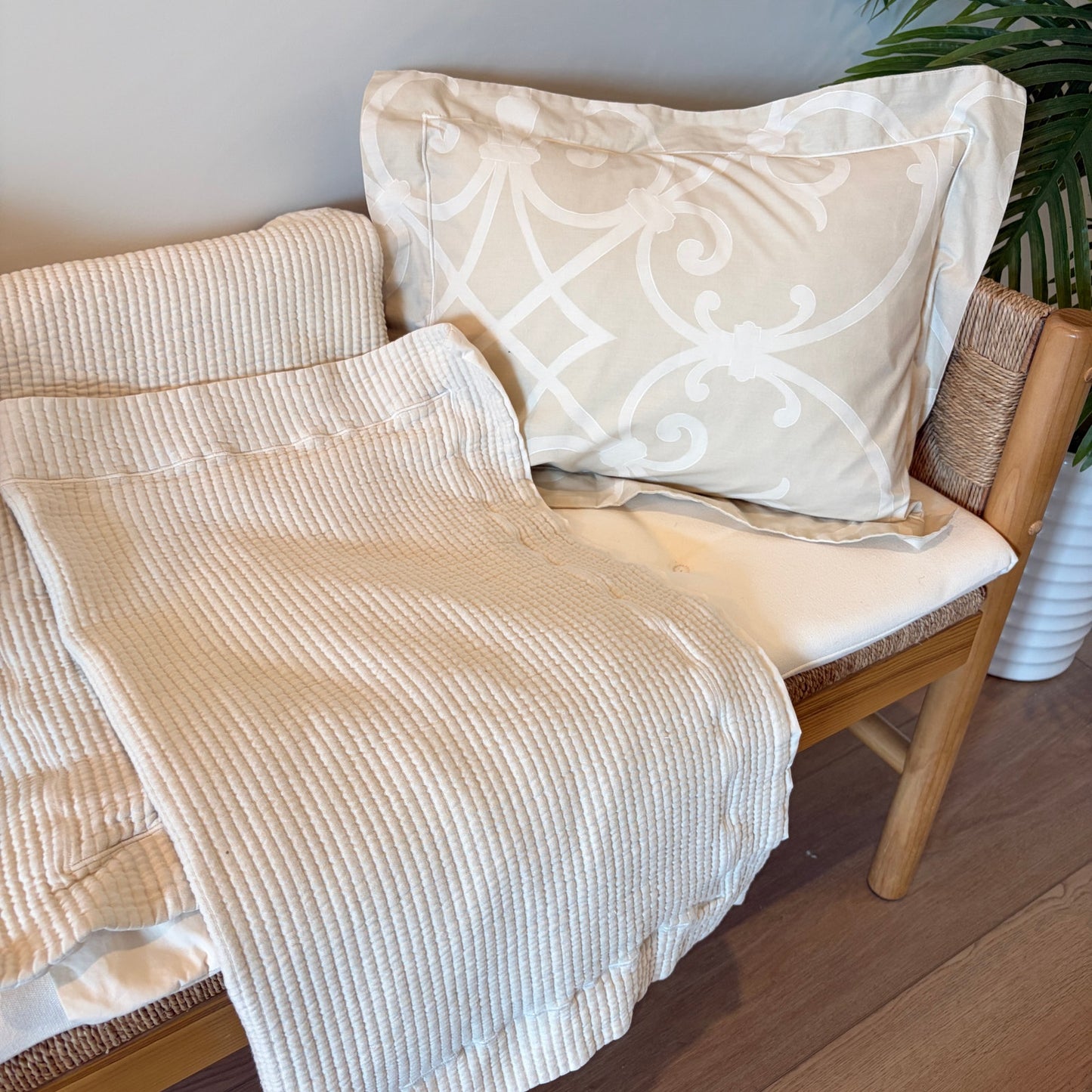 Yves Delorme LOT 4 Off-White, Ivory Pillow Shams, Lumbar Pillow Made in Paris