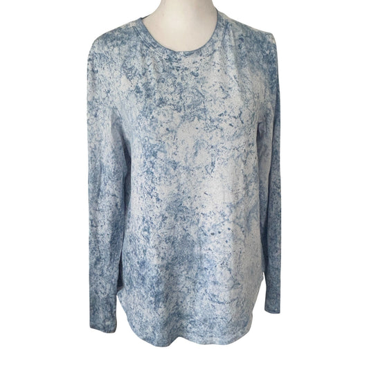 Lululemon Blue and White Tie Dye Long Sleeve Pullover Top Womens Size 6