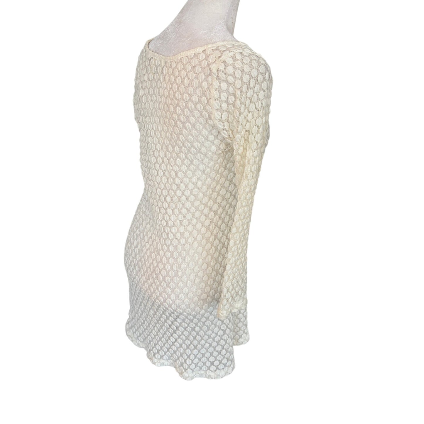 Lilka Anthropologie Ivory Lacy 3/4 Sleeve Cover Up Womens Size Medium