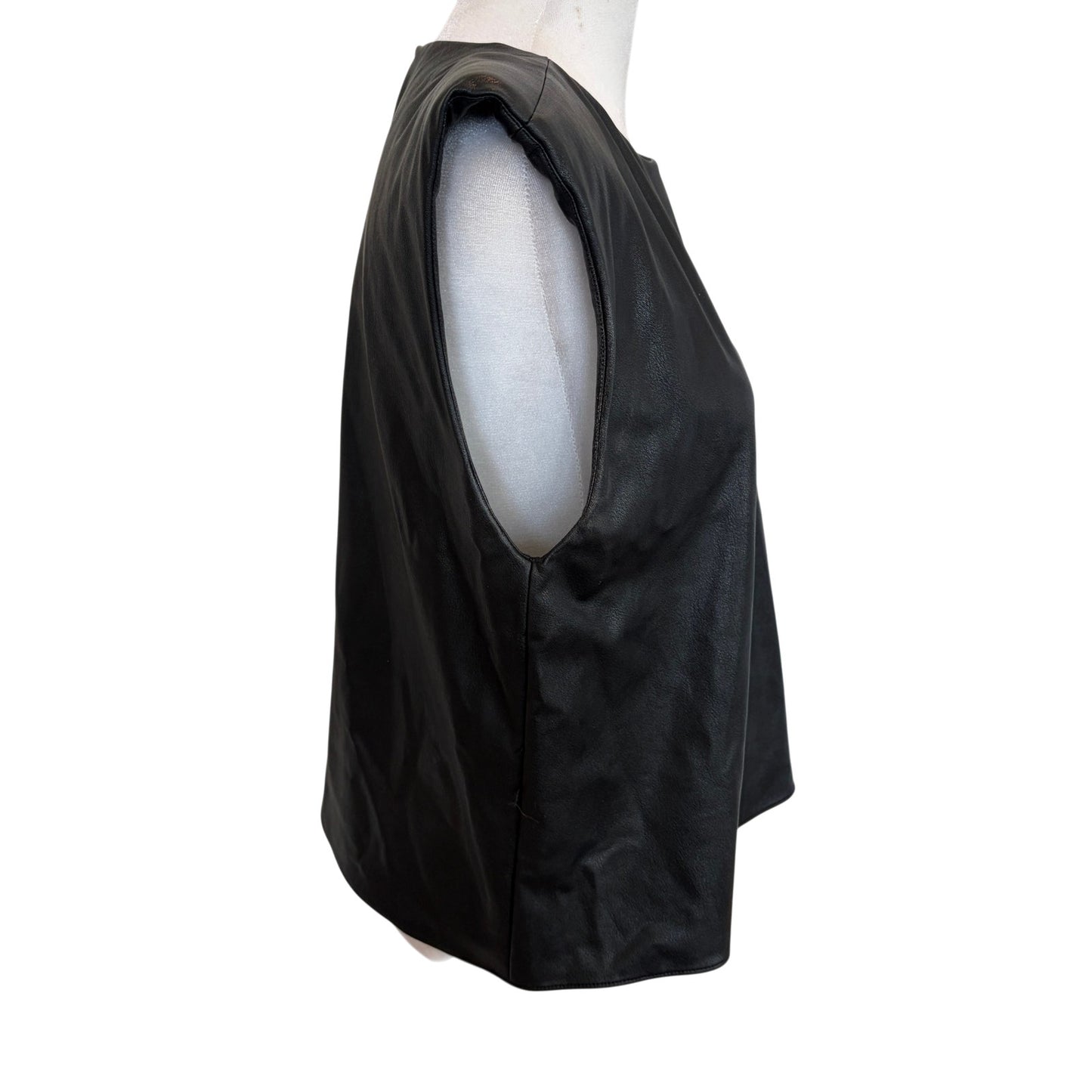 Amanda Uprichard Black Faux Leather Sleeveless Top Womens Size Small