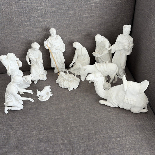 Vintage 1980s LENOX White Bisque The Nativity 14 Pieces Retired