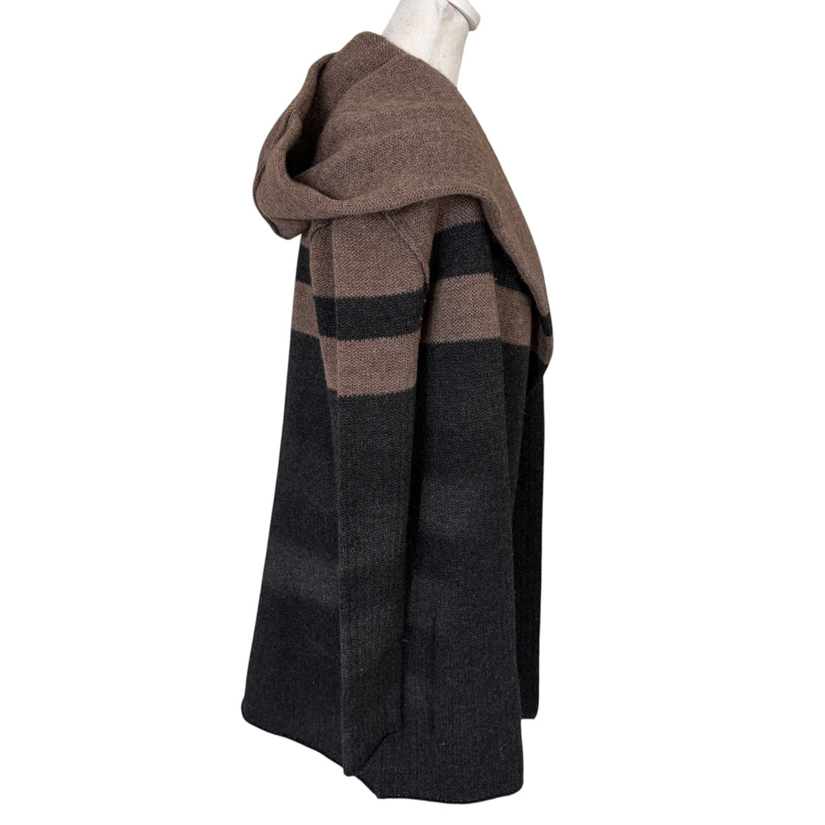 Vince Black and Brown Hooded Yak / Wool Open Cardigan Sweater Womens Size XS