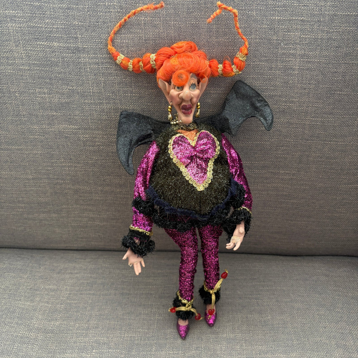 Mark Roberts Halloween Glitter Elf Witch Bat Wings 13" Tall DAMAGED