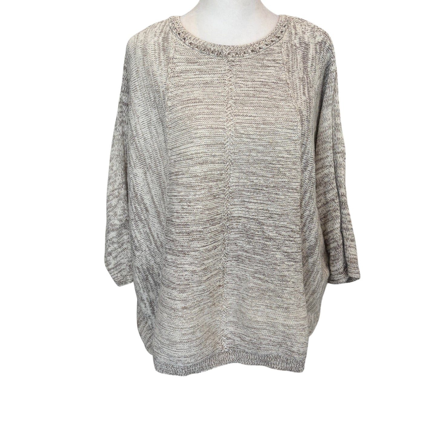 Purely Jill Tan / Ivory Boxy Short Sleeve Sweater Womens Size Medium