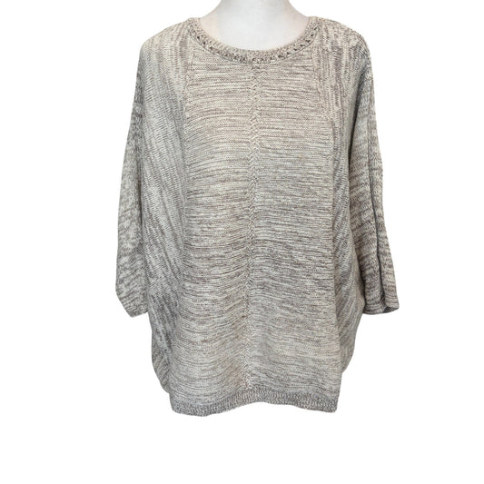 Purely Jill Tan / Ivory Boxy Short Sleeve Sweater Womens Size Medium