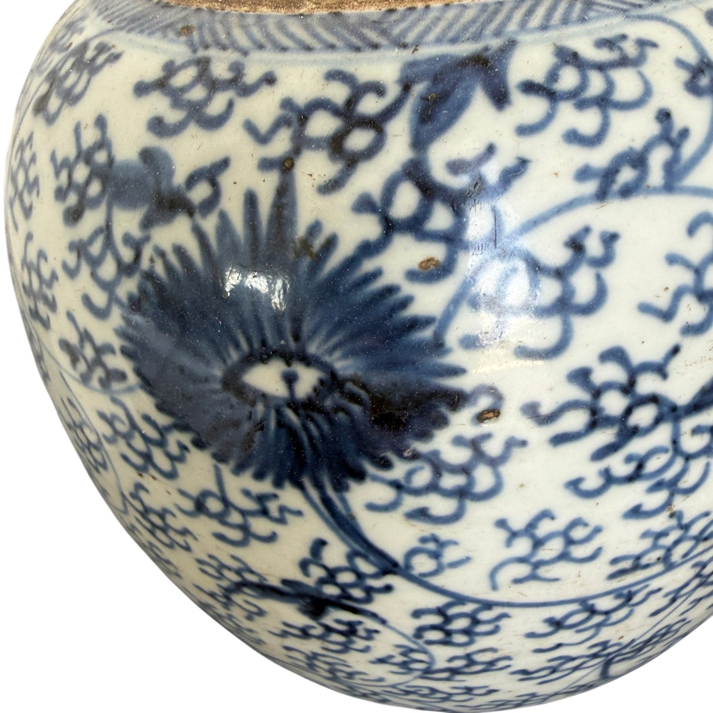 Antique 19th Century Chinese Art Porcelain Blue and White Ginger Jar 9" x 7"