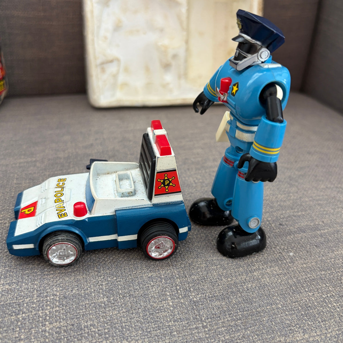 Vintage Popy Chogokin GB-63 Evapolice Robot Figure and Car With Box