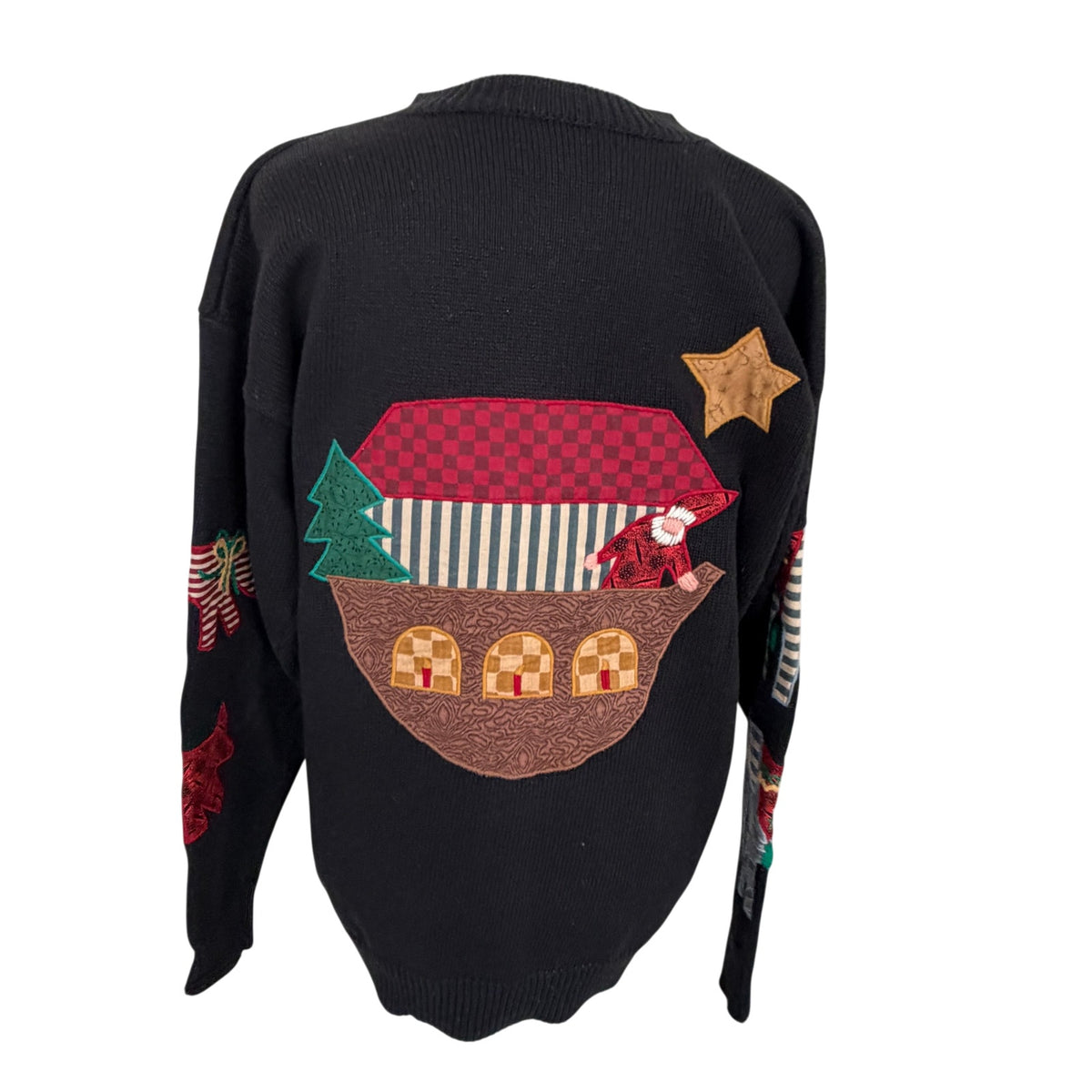 Susan Bristol Vintage 1993 Noah's Ark Holiday Cardigan Sweater Women Size Medium