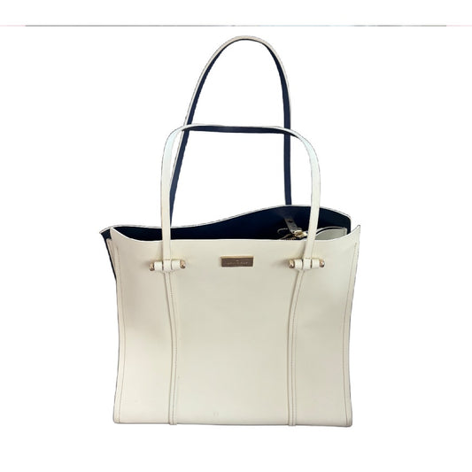 Kate Spade New York Arbour Hill Elodie Satchel Tote Bag Off White Navy Blue