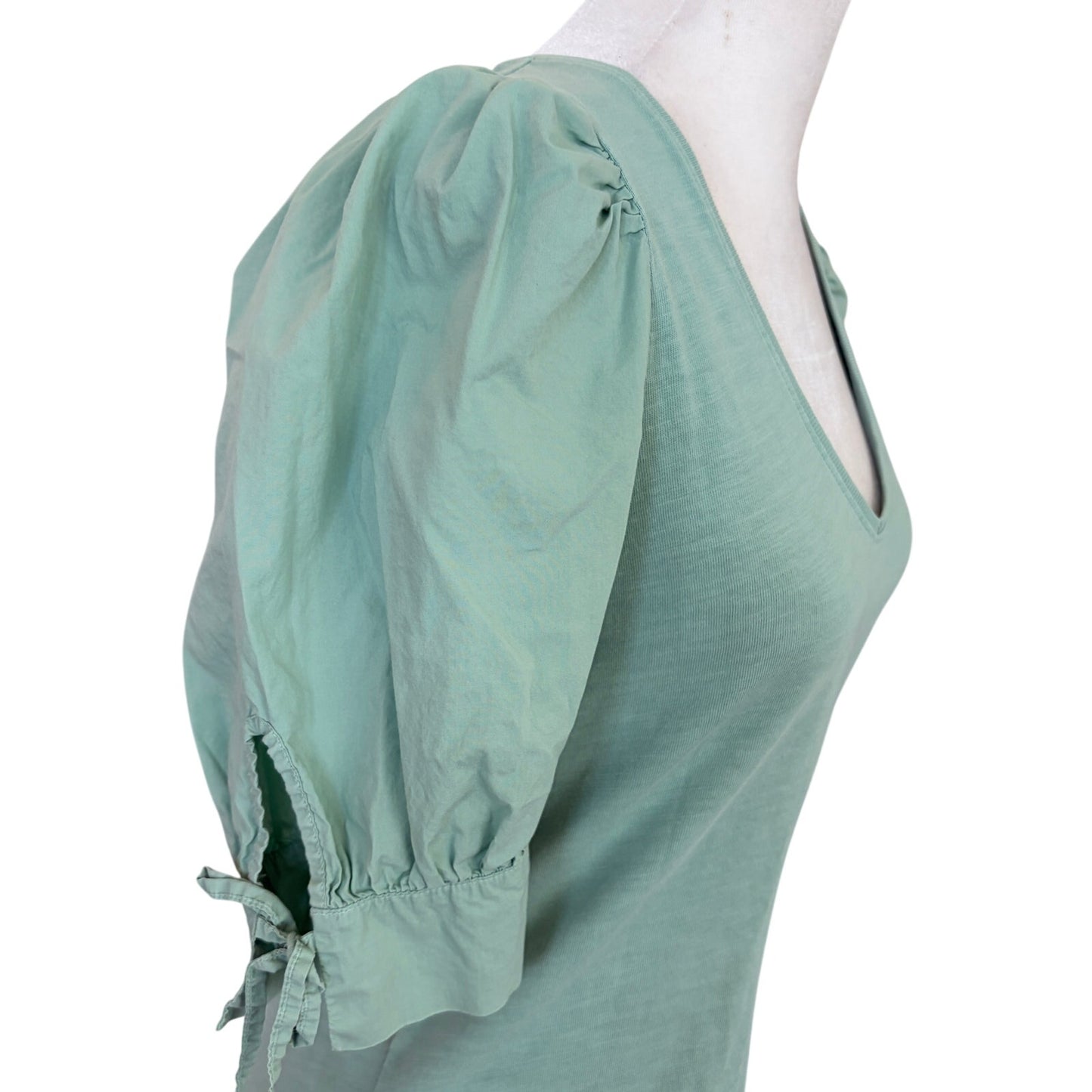 Love The Label Anthropologie Floral Ruffle Mini Dress Blue Green Cotton Size S