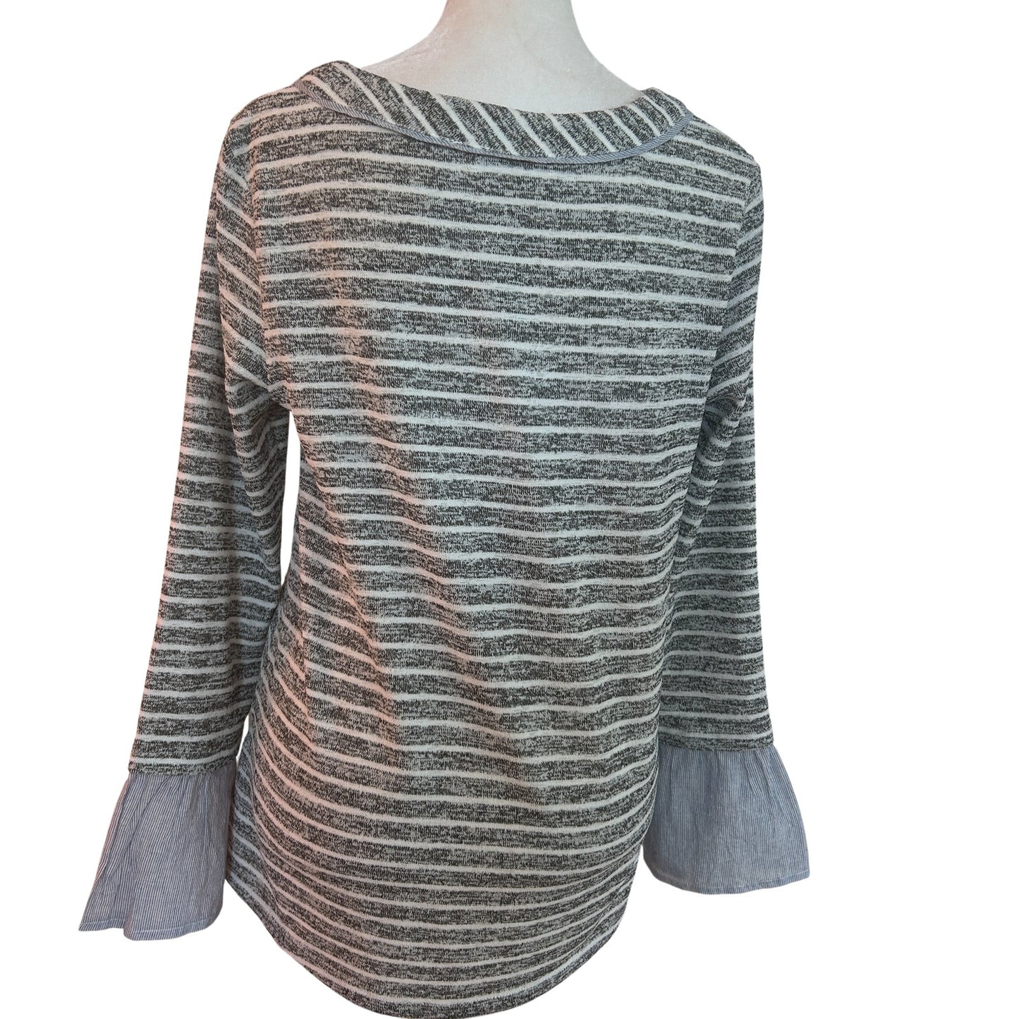 THML Black, Blue, White Striped Long Sleeve Pullover Top Womens Size Small