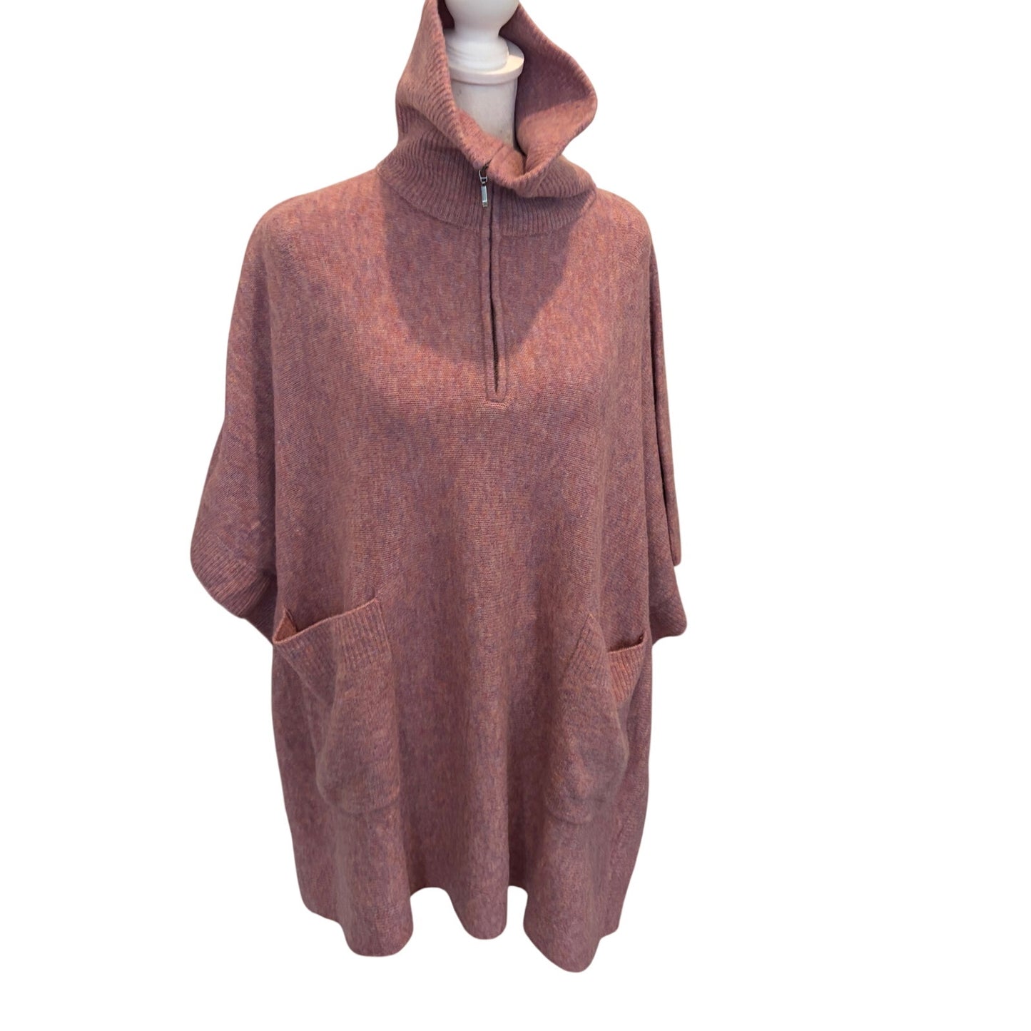 Anthropologie NWT Dusty Pink Wool Blend Boxy Sleeveless Shawl Sweater Size XS/S