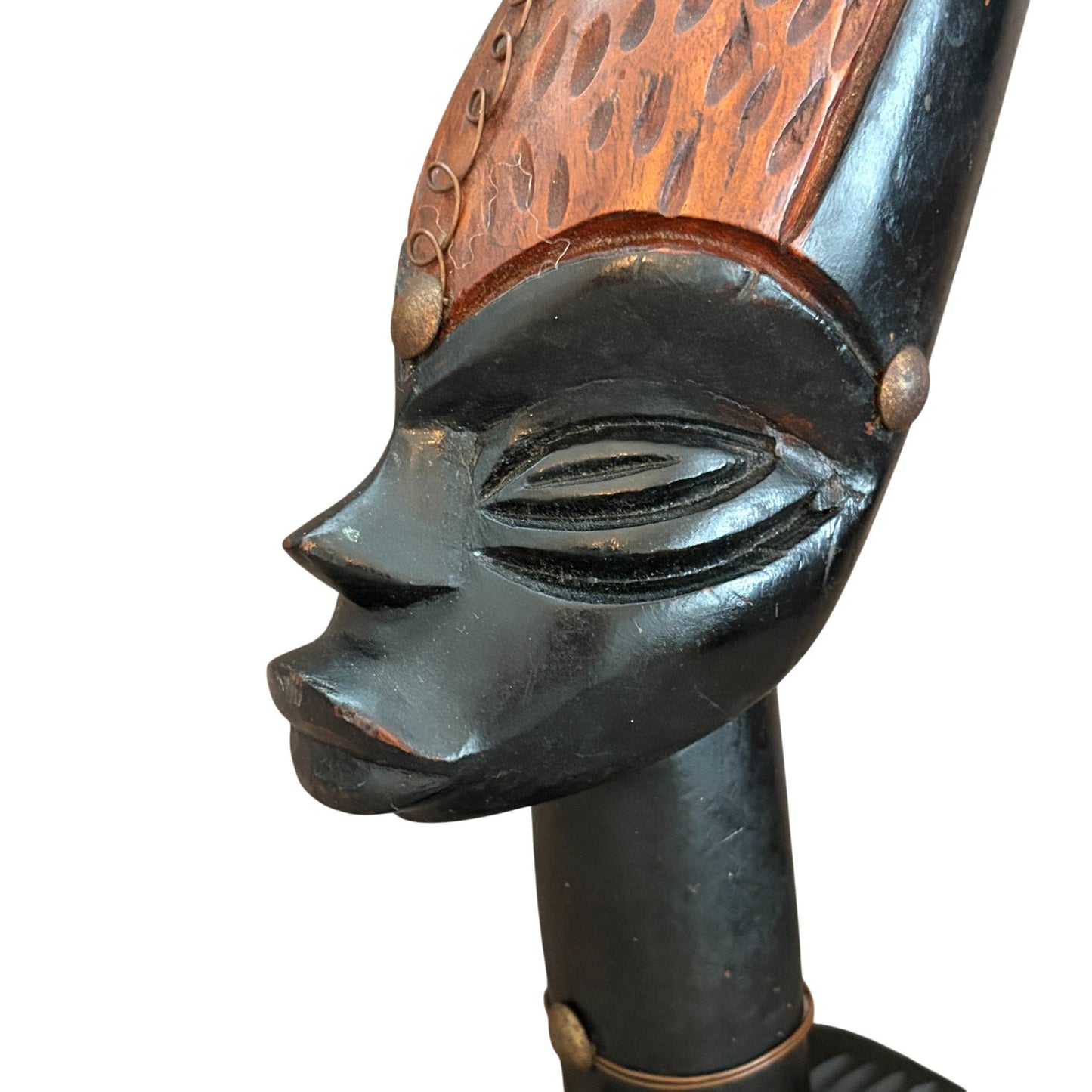 Vintage African Tribal Hand Carved Wooden Statue Figure 12" and 7" LOT of 3